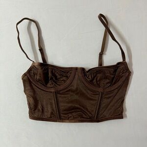 SKIMS Glissenette Underwire Corset Crop Top Brown